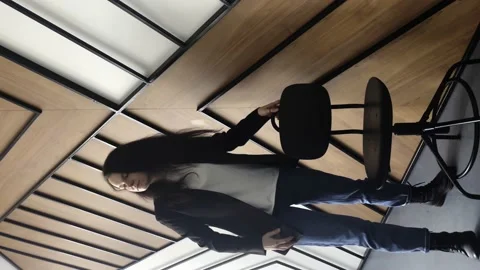 Girl posing on camera in office clothes, girl model Stock Footage 238688564