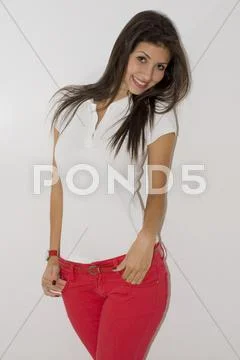 Girl posing casual clothing Stock Photos