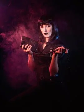 Girl posing with colored light Stock Photos