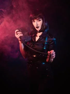 Girl posing with colored light Stock Photos