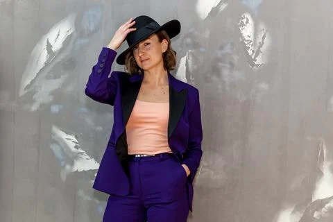 Girl posing in different clothes Stock Photos
