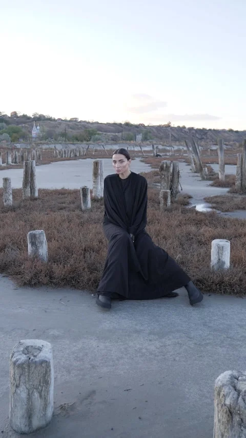 A girl posing in the dry grass Video stock 274095306