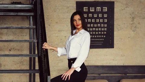 Girl posing in front of the camera. Video stock 104094924