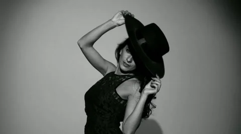 Girl posing with Hat Stock Footage 62035270
