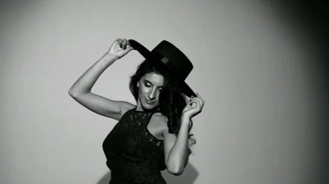 Girl posing with Hat Stock Footage 62035276