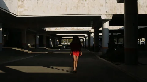 Girl posing in the shadow Stock Footage 55666653