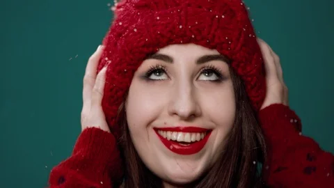 Girl is posing with snow Video stock 94860946