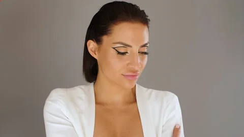 Girl posing in studio with props Stock Footage 136951231