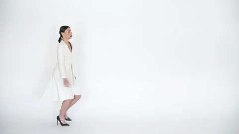 Girl posing in studio with props Stock Footage 136951824