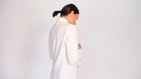 Girl posing in studio with props Stock Footage 136951897