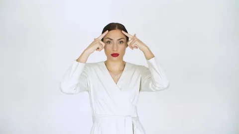 Girl posing in studio with props Stock Footage 137358964