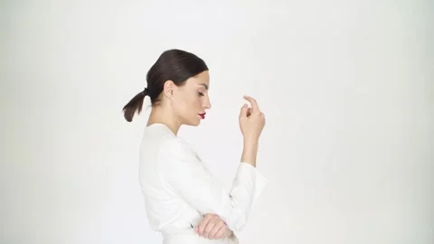 Girl posing in studio with props Stock Footage 137359007