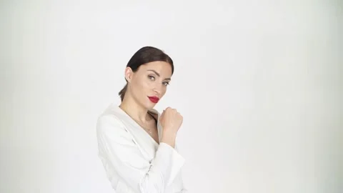 Girl posing in studio with props Stock Footage 137359038