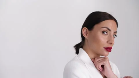 Girl posing in studio with props Stock Footage 137920328