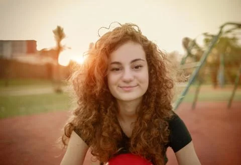 Girl posing in sunset - filter effect Foto stock