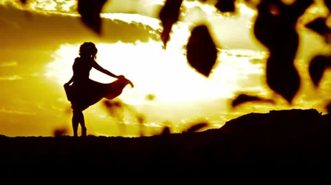 Girl Posing at Sunset Stock Footage 24760784