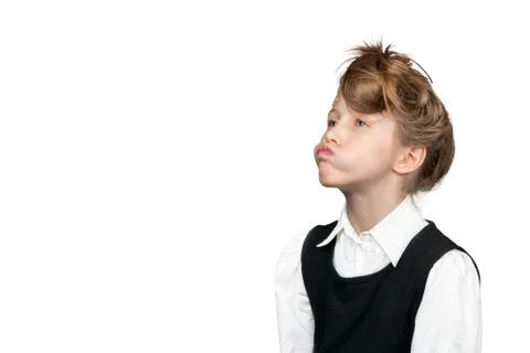 Girl with pouting cheeks Stock Photos