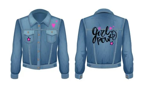 Girl Power Denim Jacket Patch Vector Illustration イラスト素材