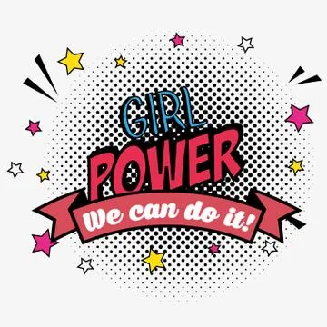 Girl power patch message and ribbon Stock Illustration