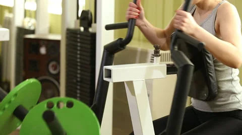 Girl practicing on the simulator Video stock 61360319