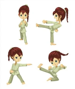 A girl practising fighting Stock Illustration
