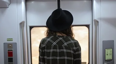 Girl prepare for the exit of the train Stock Footage 68650848