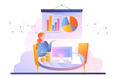 Girl preparing presentation Stock Illustration