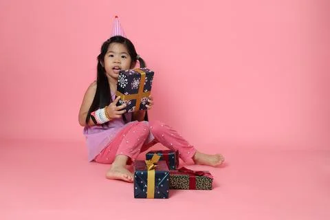 Girl with Present Stock Photos