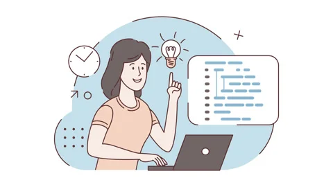 Girl programmer. A programming language. Woman working on web development on PC. Stock Footage 171826310