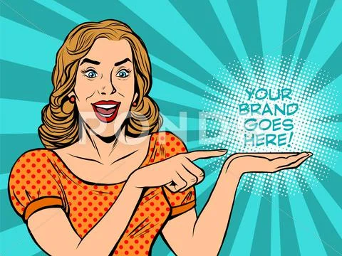 Girl promotional your brand goes here Stock Illustration