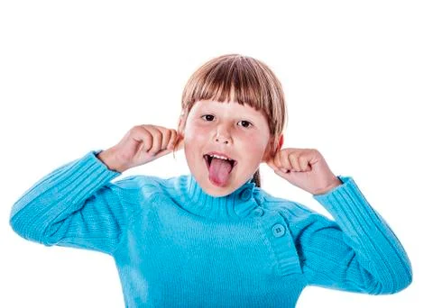 Girl Pulling faces Foto stock