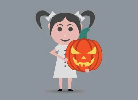Girl with pumpkin イラスト素材