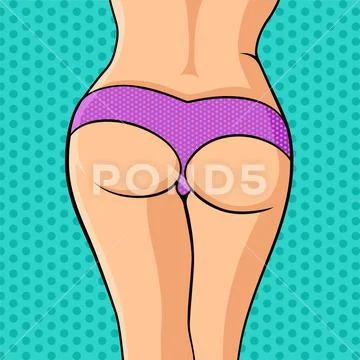 Girl purple underwear panties butt ass legs Vector Stock Illustration