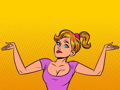 The girl puzzled gesture Stock Illustration