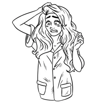 Girl in pyjamas oops impression. Isolated sketch Stock Illustration