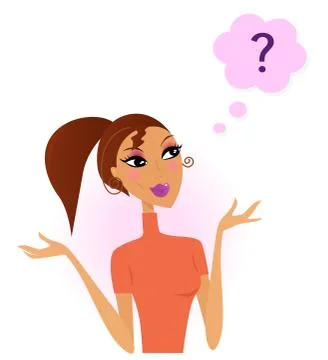 Girl with Question / Orange Stock Illustration