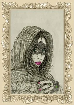 Girl with Quick Mask Stock Illustration
