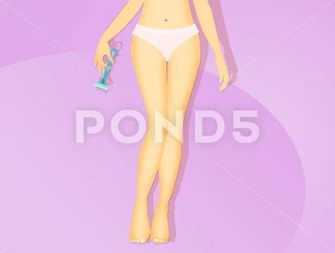 Girl with razor for epilation Stock Illustration