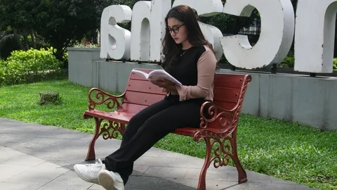 Girl Reading Book Stock Footage 124674272