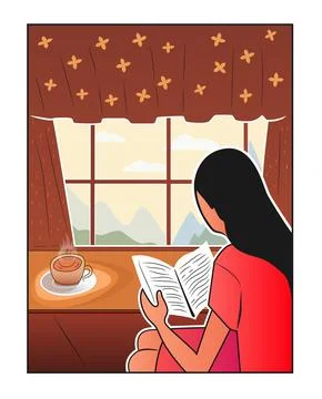 Girl reading book Stock Illustration