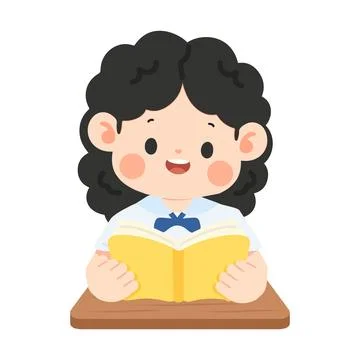 Girl Reading Book for Learning Stock Illustration