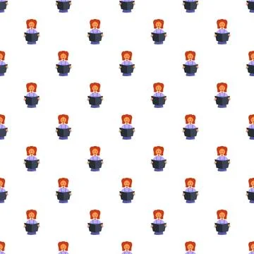 Girl reading book seamless pattern for education Stock Illustration