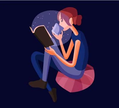 The girl is reading a book. Vector flat illustration. Stock Illustration