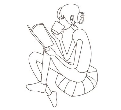 The girl is reading a book. Vector flat illustration. Stock Illustration