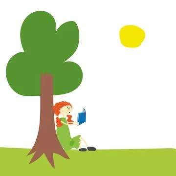 Girl is reading Stock Illustration