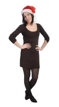 Girl with red hat, isolated Stock Photos