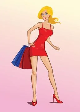 Girl In Red Stock Illustration