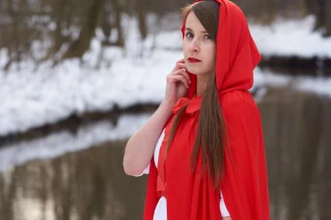 Girl in red Stock Photos