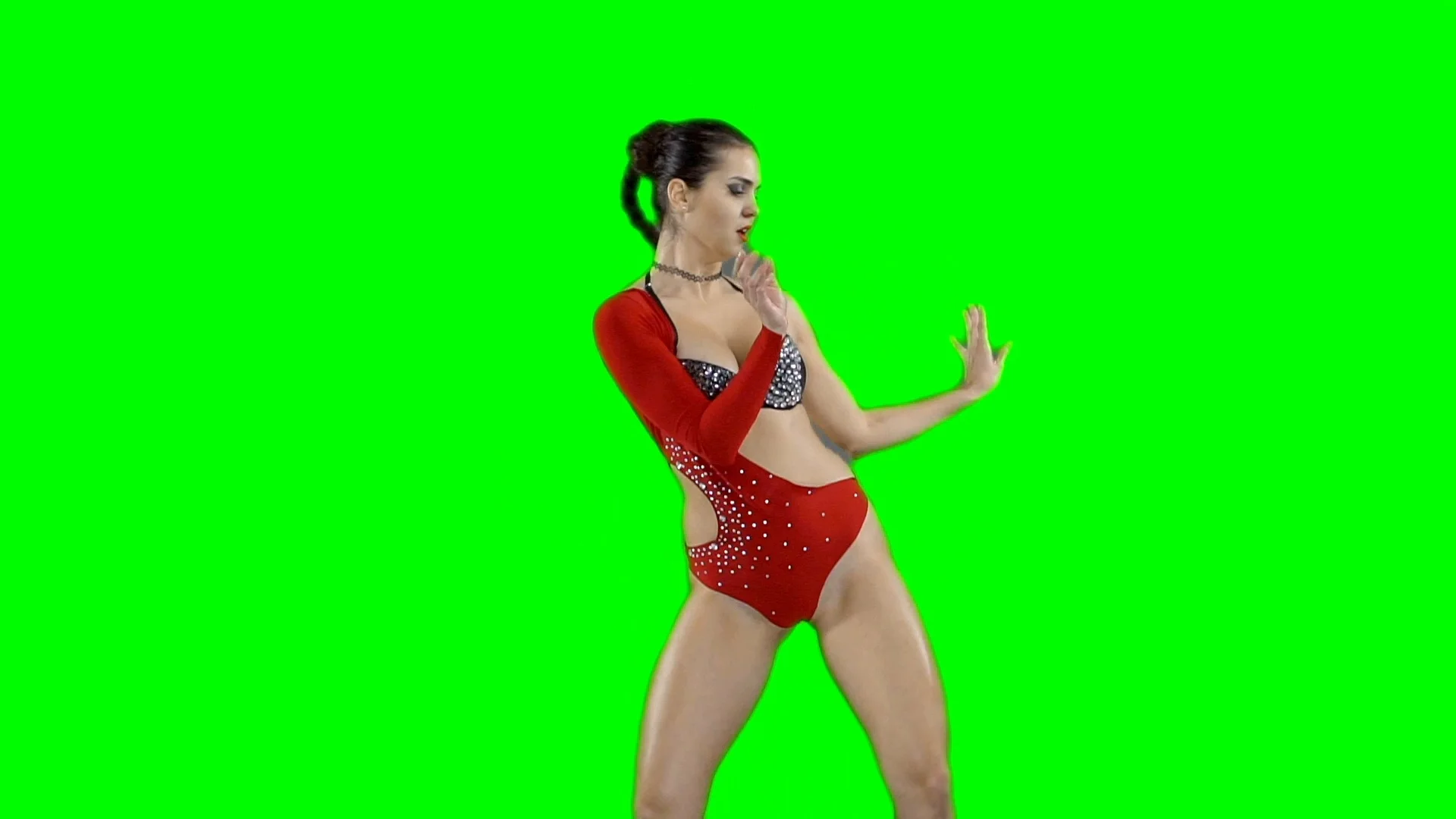 A Girl In A Red Swimsuit Is Dancing On Stock Video Pond5