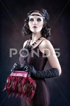 Girl in retro style. Stock Photos